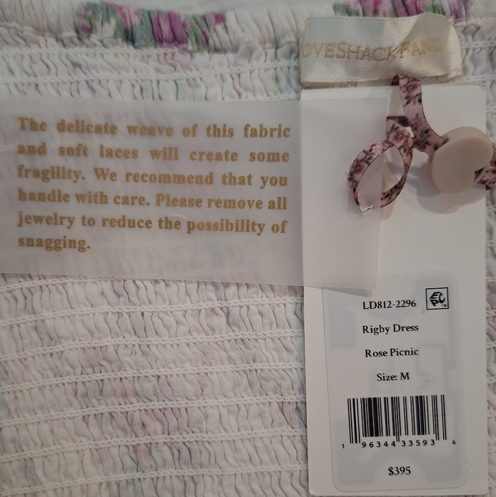 NWT LoveShackFancy White and Pink Floral Dress - Picture 11 of 13